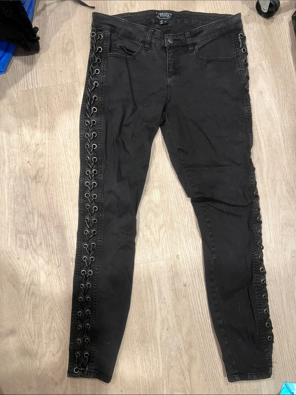 Y2K Tripp NYC Black Lace-Up Side Seam Skinny Jeans